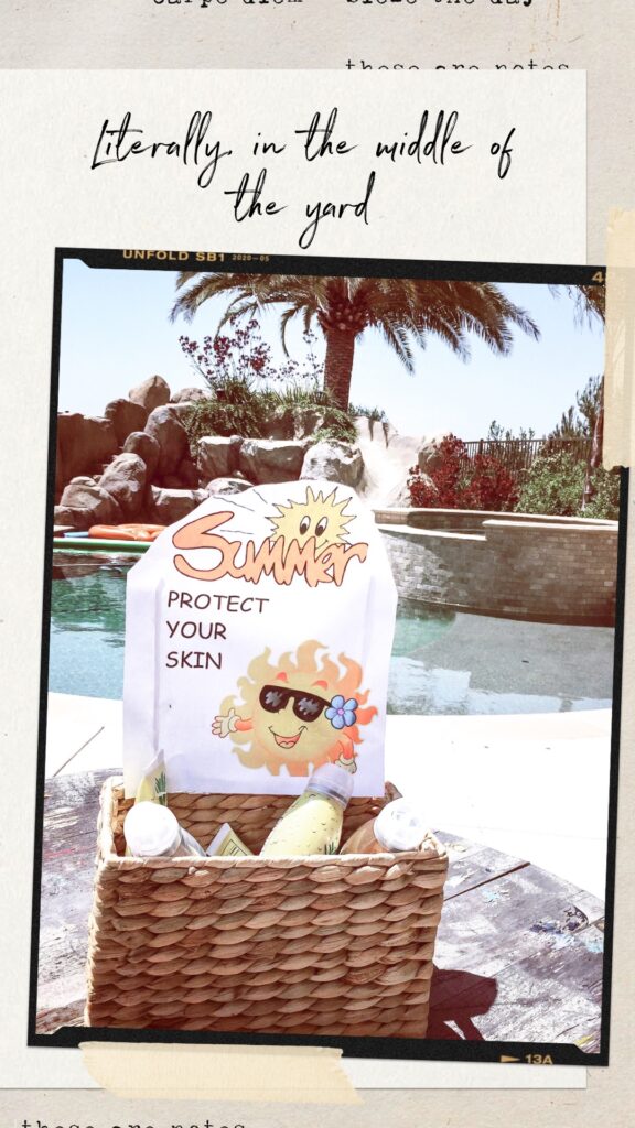 cute summer display, sunblock